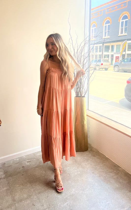 Peach Tiered Summer Maxi