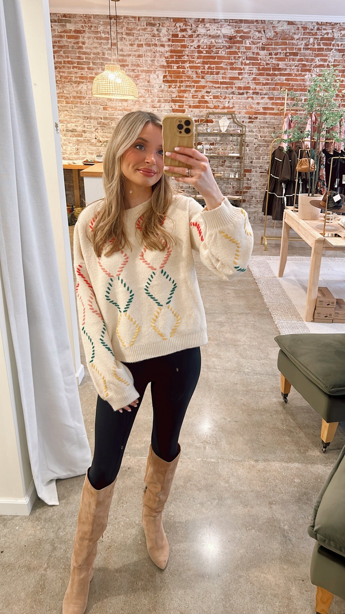 Ivory/Multi Knit Sweater