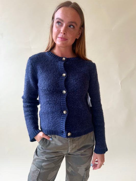 Navy Blue Button Cardigan