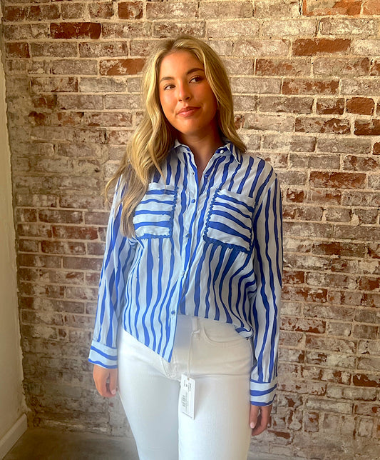 Blue + Zag Button Up