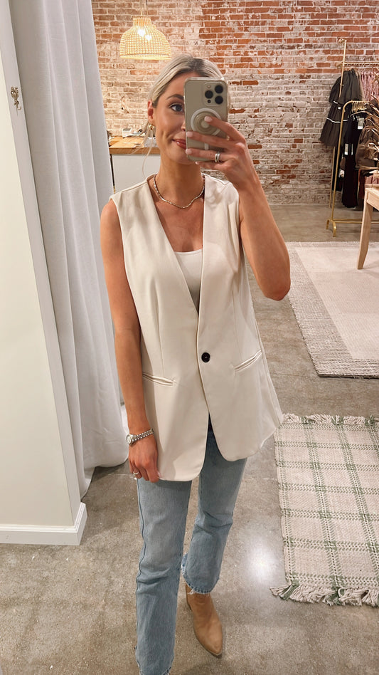 Oversized Button Vest Top