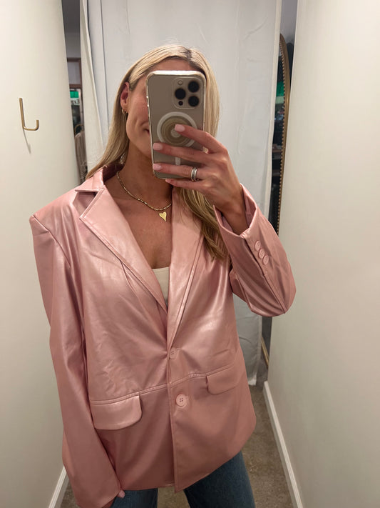 Vegan Leather Pink Blazer (Ori. $87.99)