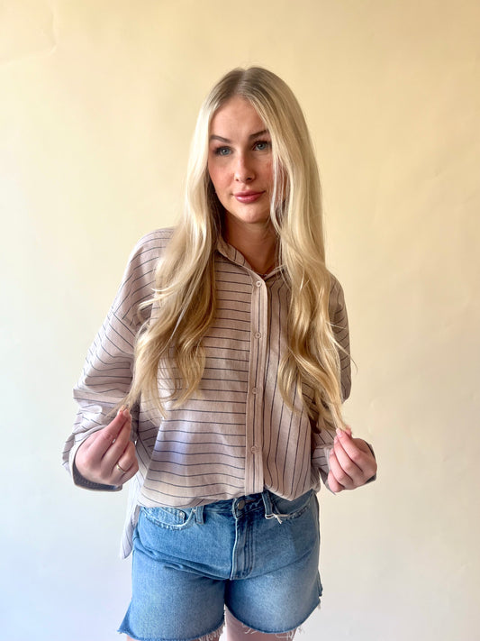 Striped Tan Button Down