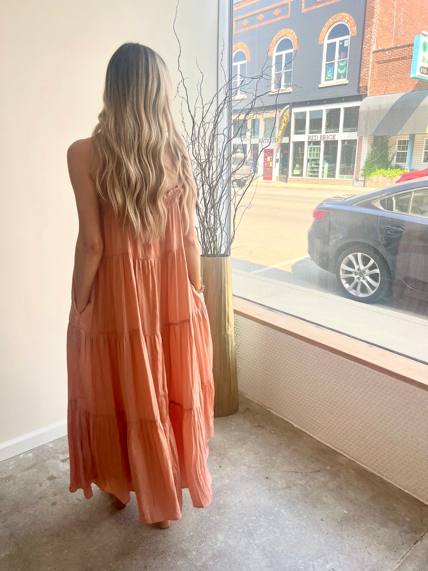 Peach Tiered Summer Maxi