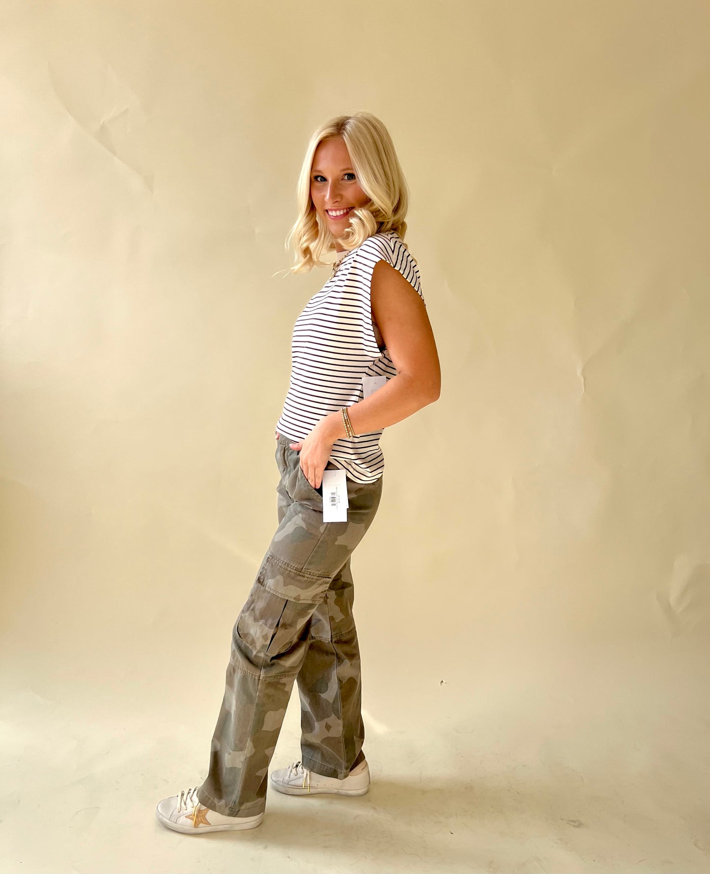 Addie High Rise Cargo Camo Trouser