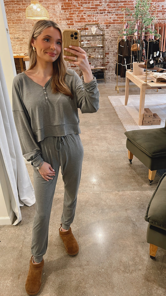 Grey Soft Touch Oversize Fit Crop Length Long Sleeve Top