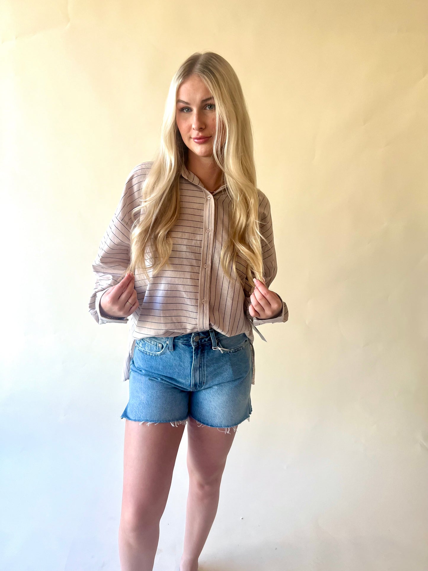 Striped Tan Button Down