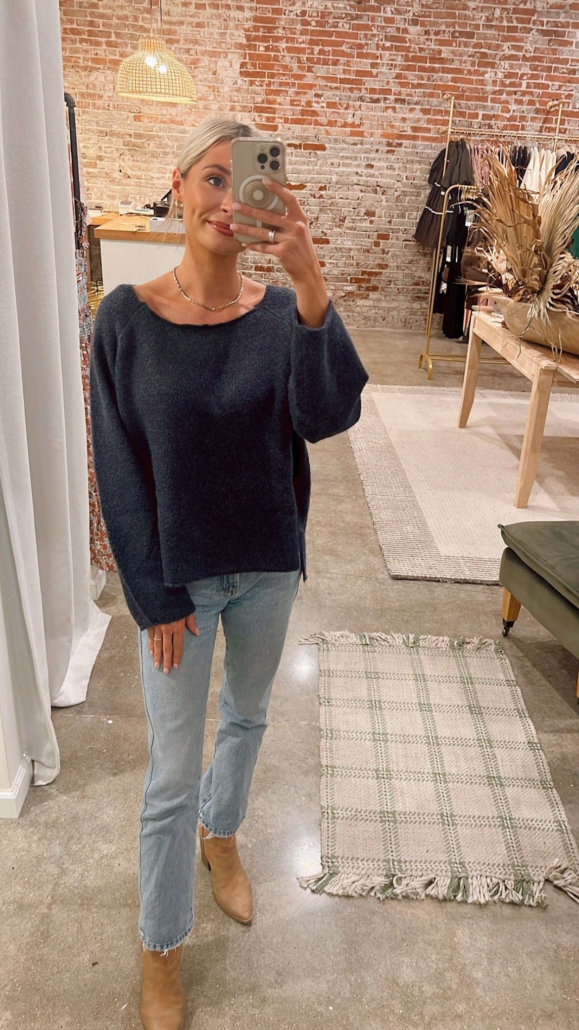 Midnight Raglan Sleeve Knit Top