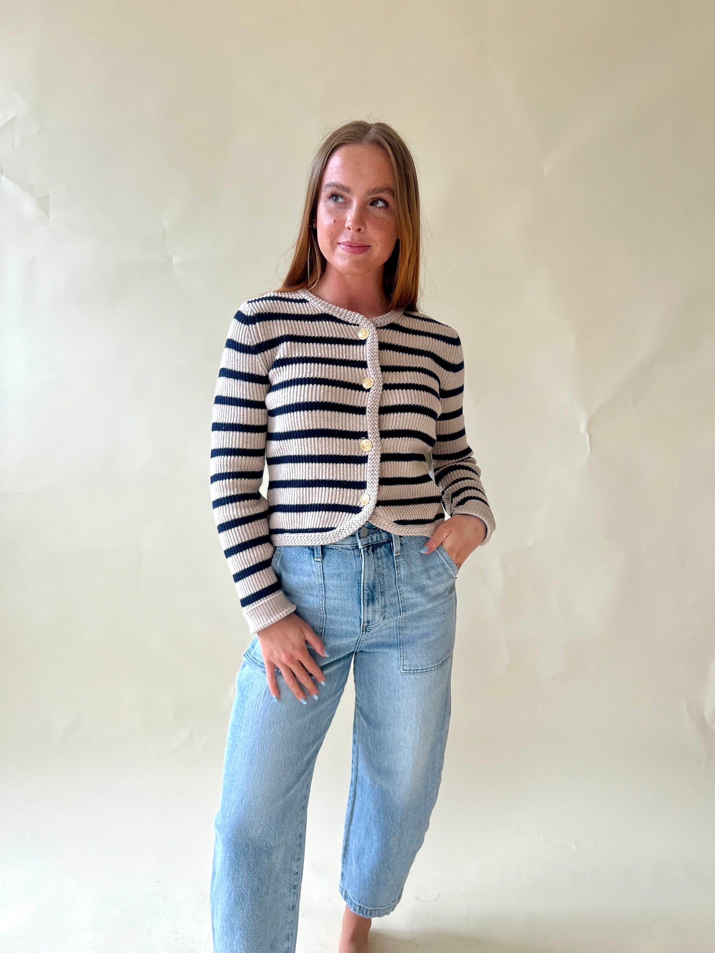 Natural Navy Sweater Cardigan