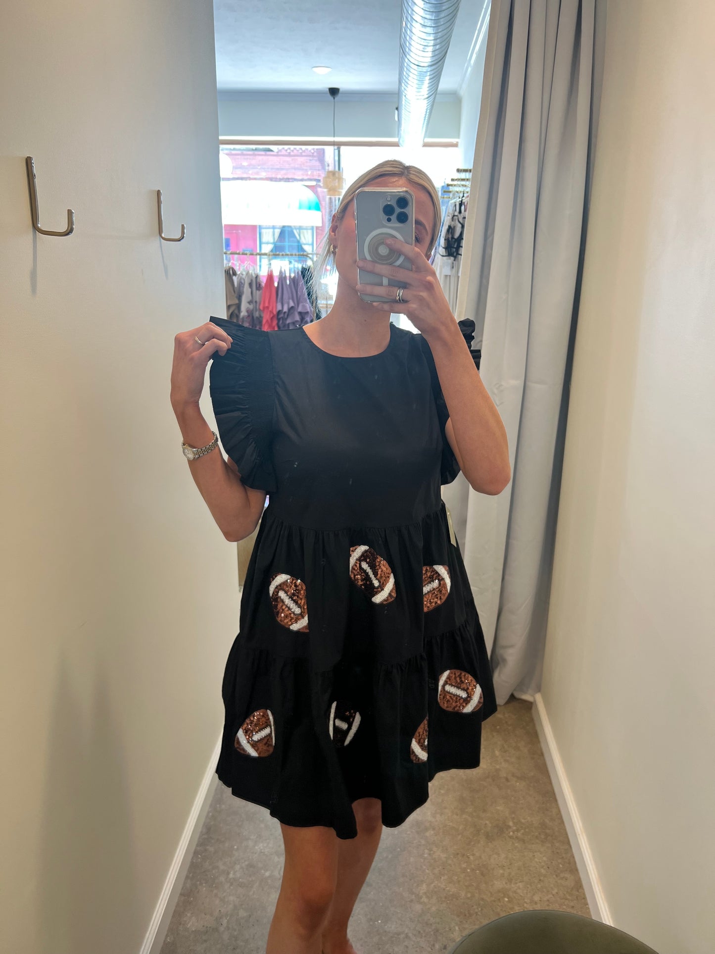 Black Sequence Football Dress