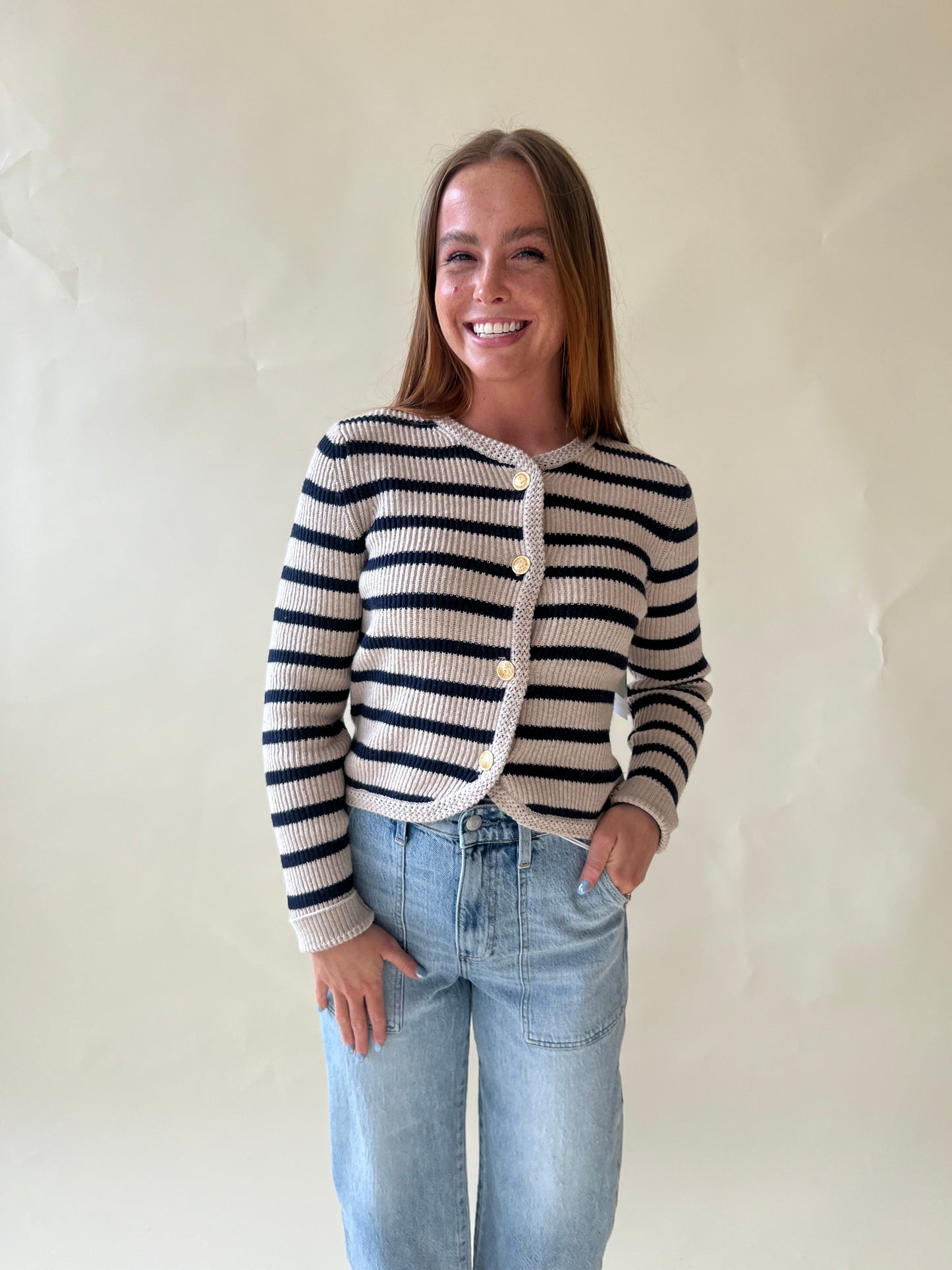 Natural Navy Sweater Cardigan