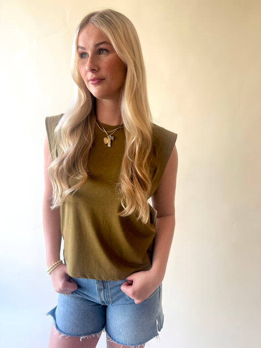 Olive Rayon Blend Top