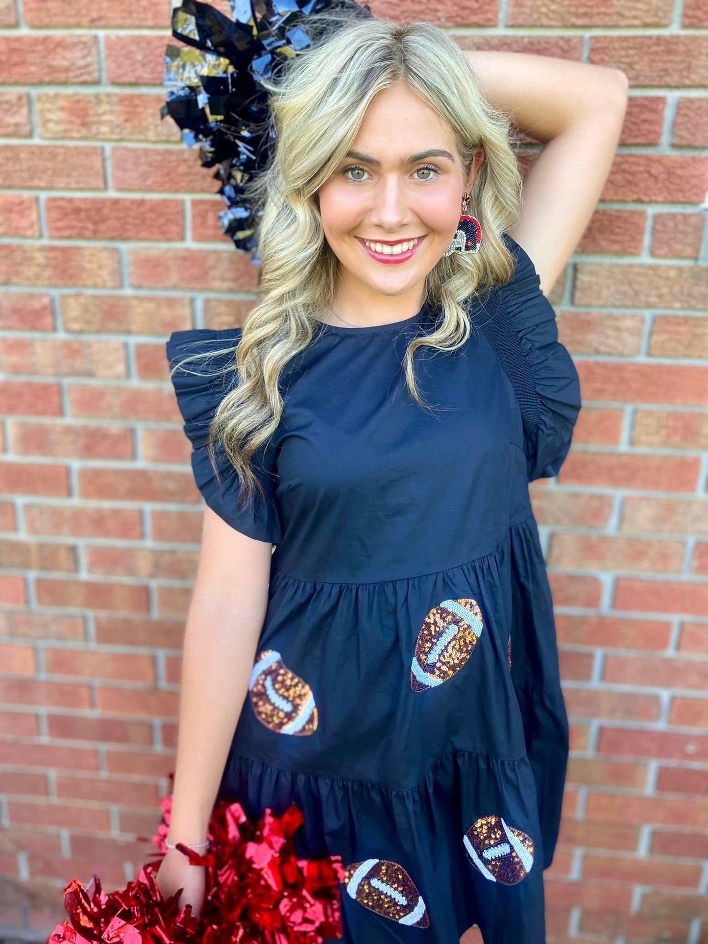 Black Sequence Football Dress