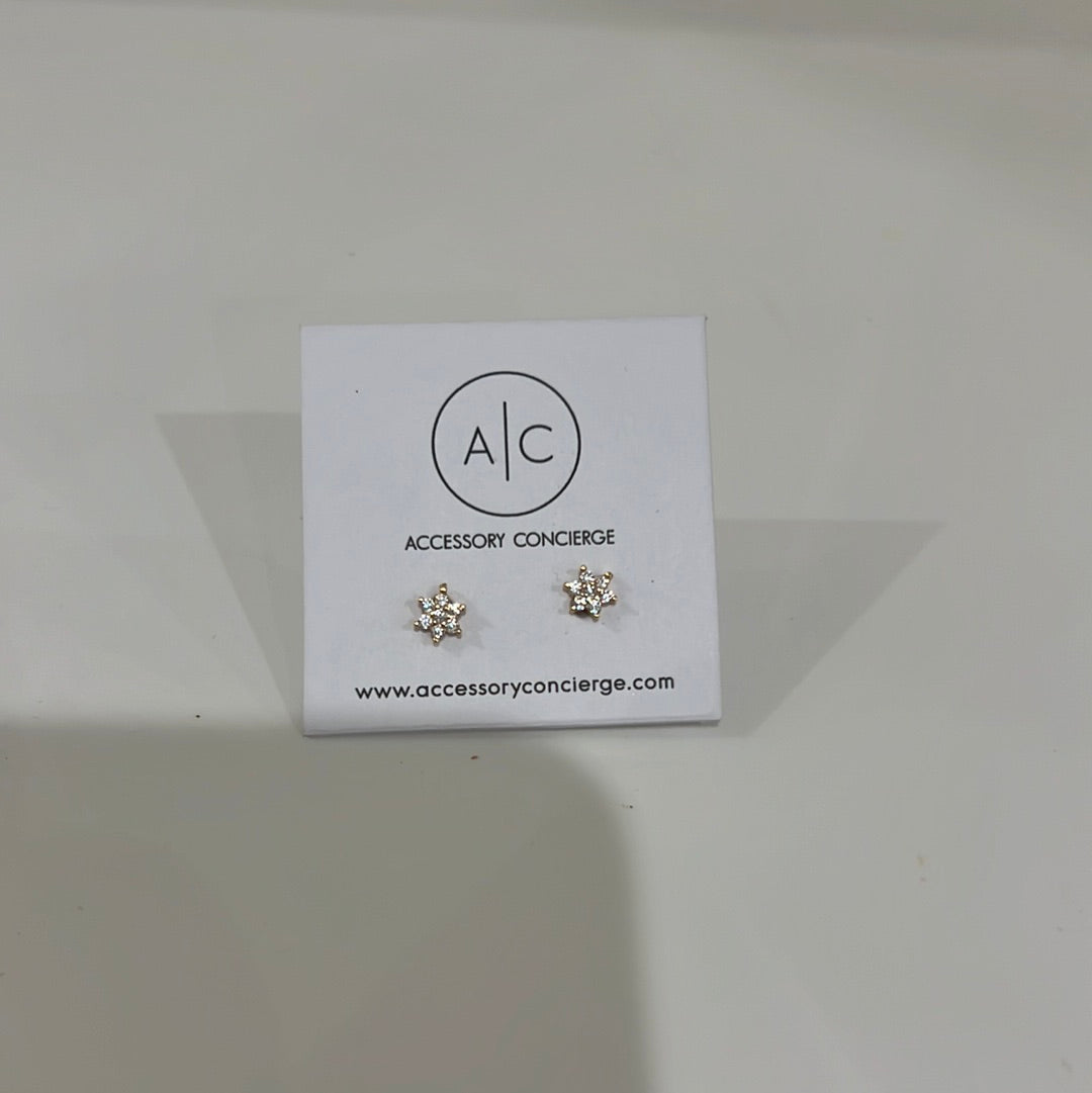 Diamond Flower Stud Earrings