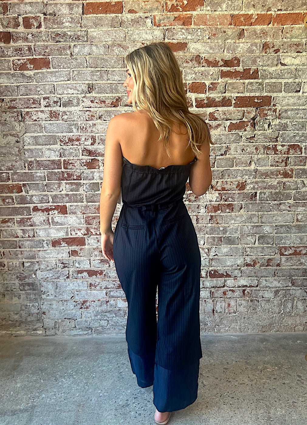 Navy Strapless Adjustable Jumpsuit