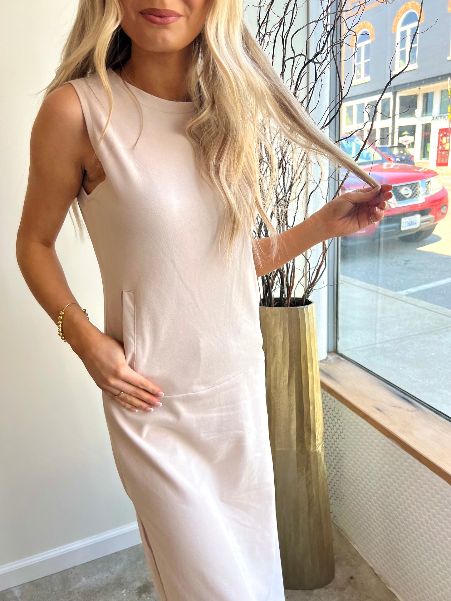 Sleeveless Terry Cloth Midi Dress