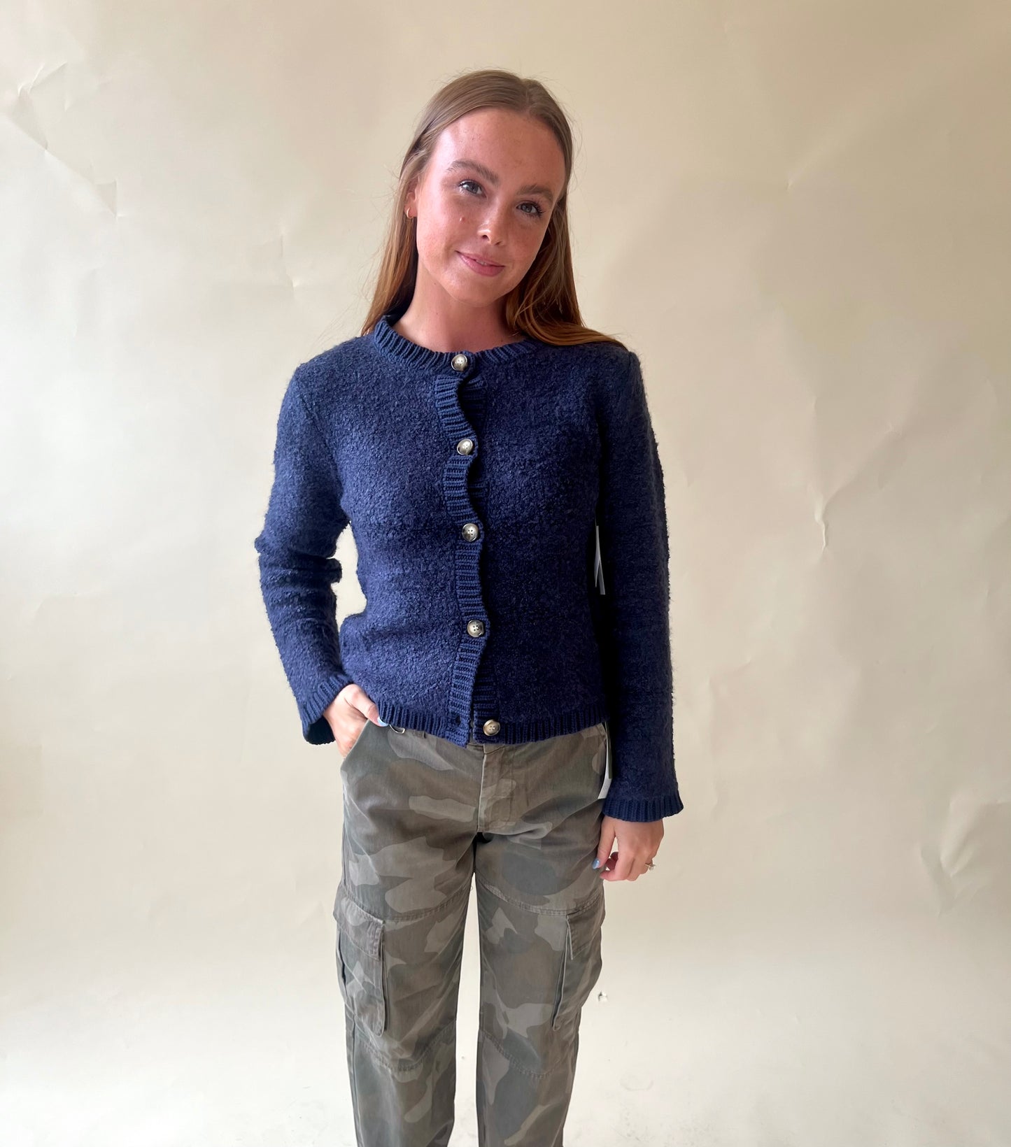 Navy Blue Button Cardigan