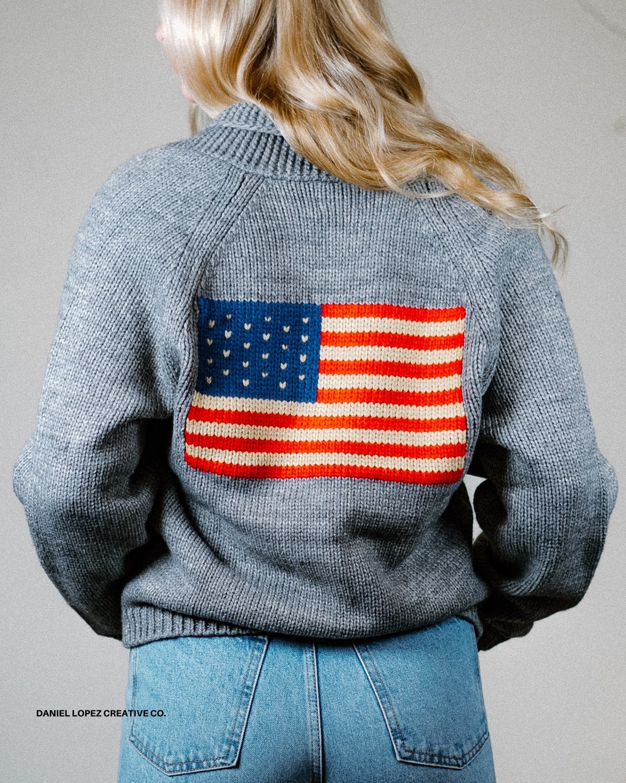 PRE-ORDER Gray Flag Knit Sweater