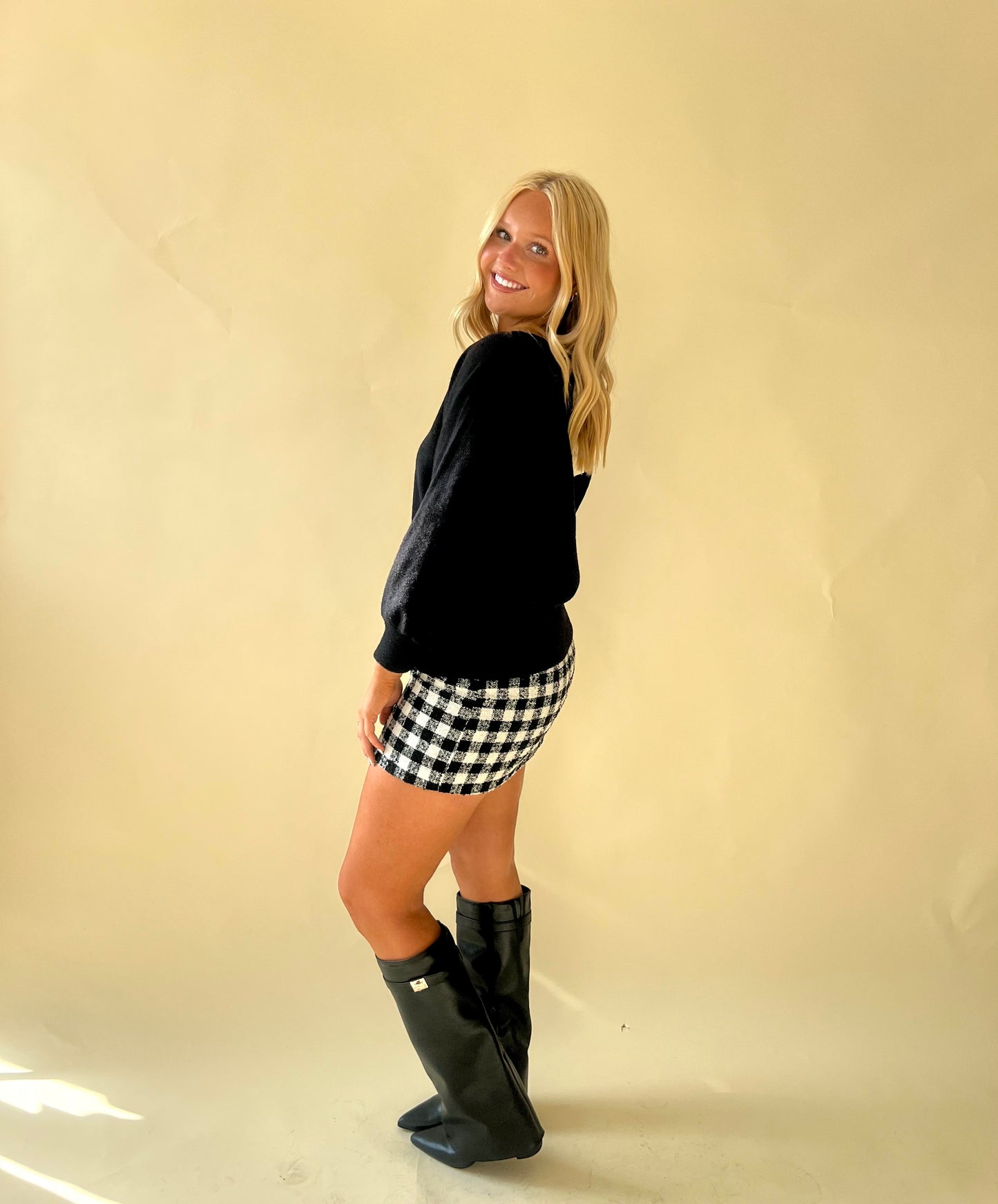 Checkered Tweed Mini Skirt