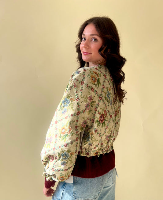 Floral Tapestry Quilted Bomber Jacket