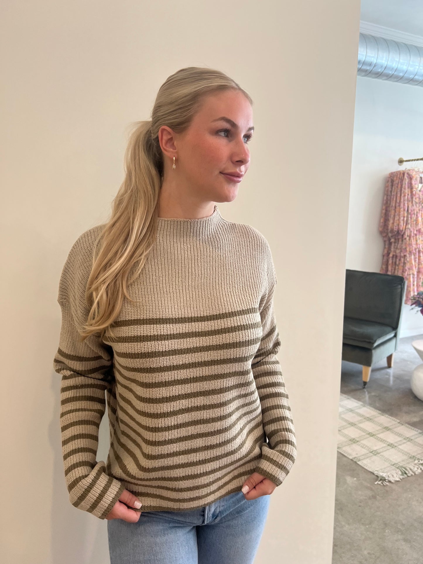 Funnel Stripe Sweater