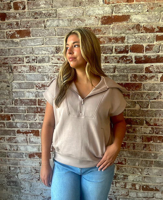 Mocha Half Zip Top