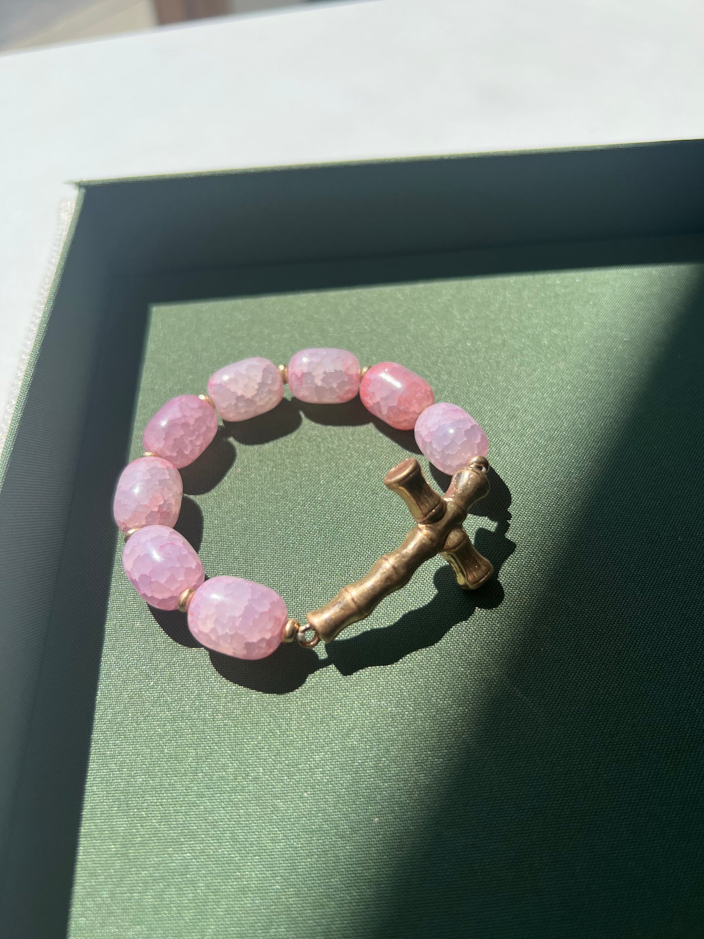 Pink Cross Bracelet