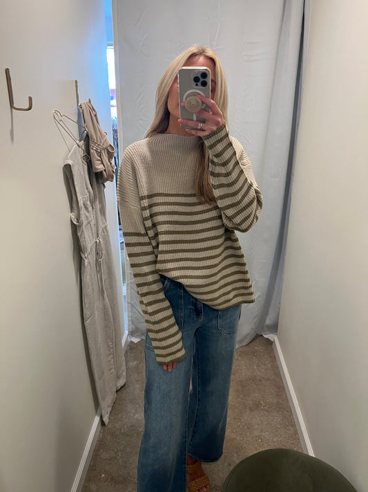 Funnel Stripe Sweater