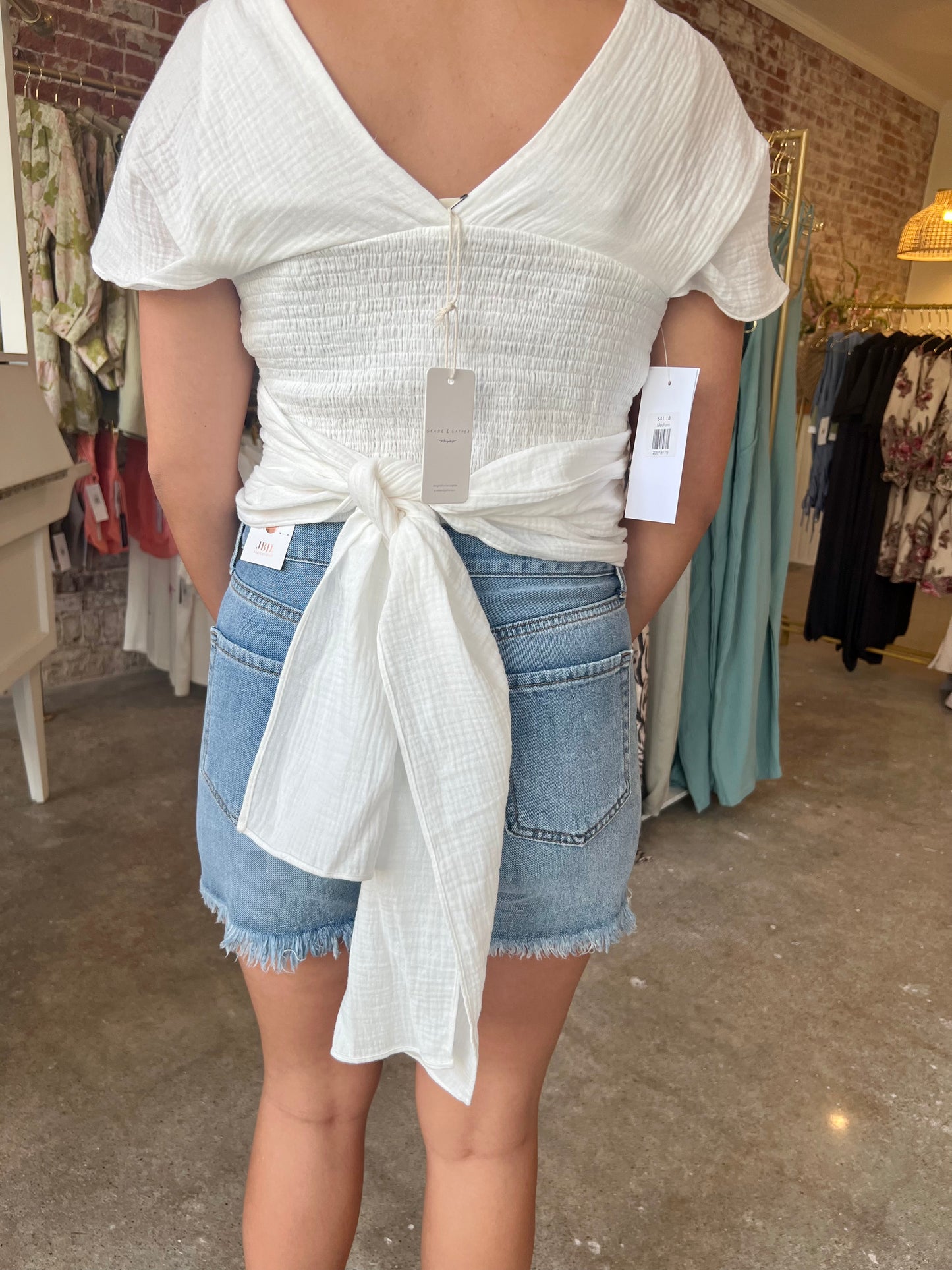 Wrenley White Wrap Top