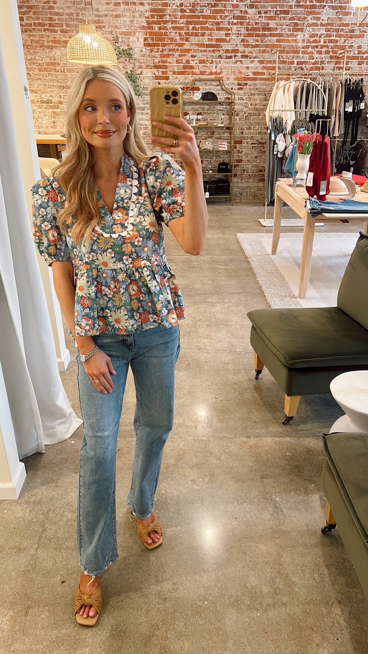 Blue Floral Blouse