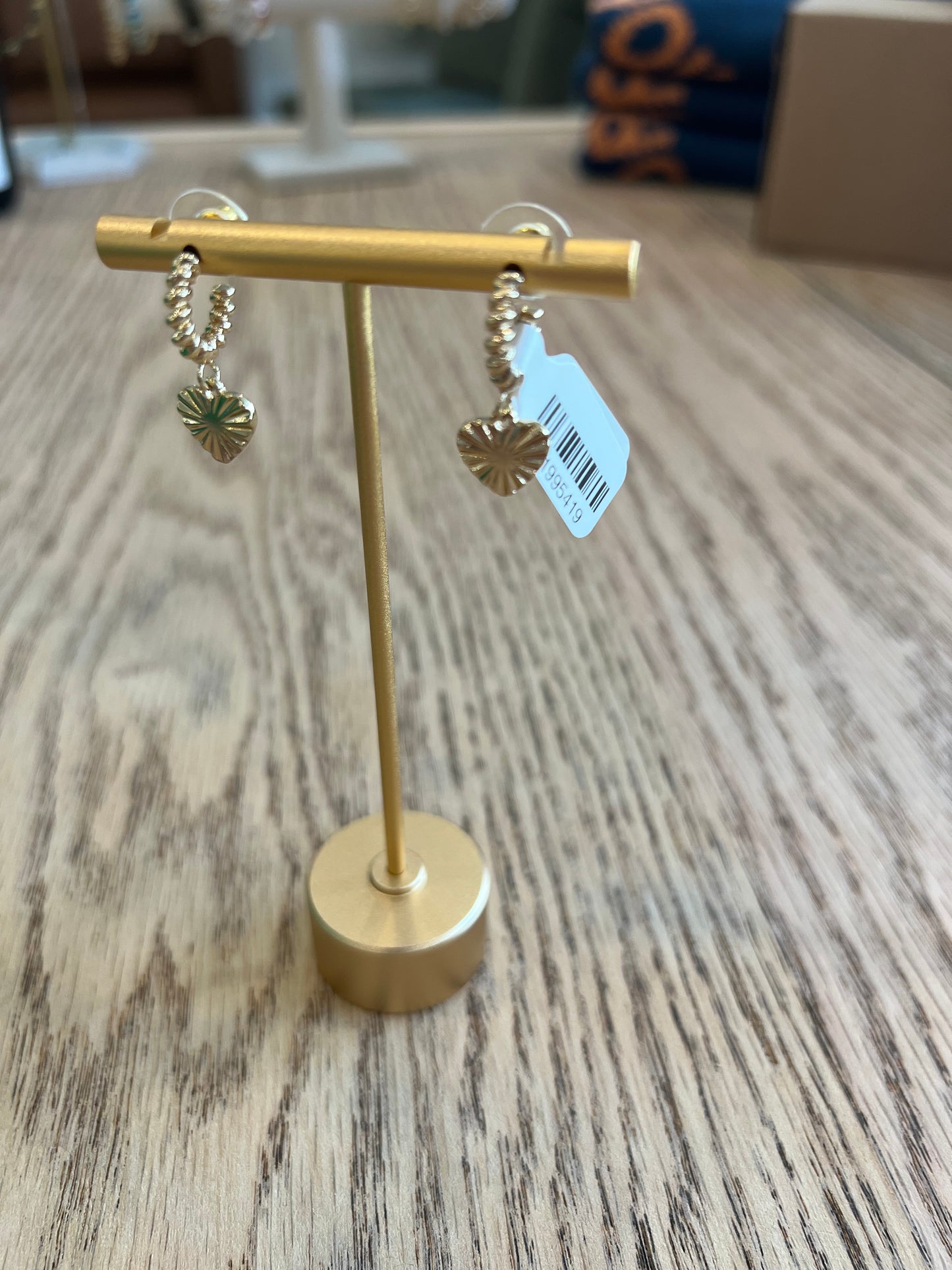 Heart Drop Gold Earrings