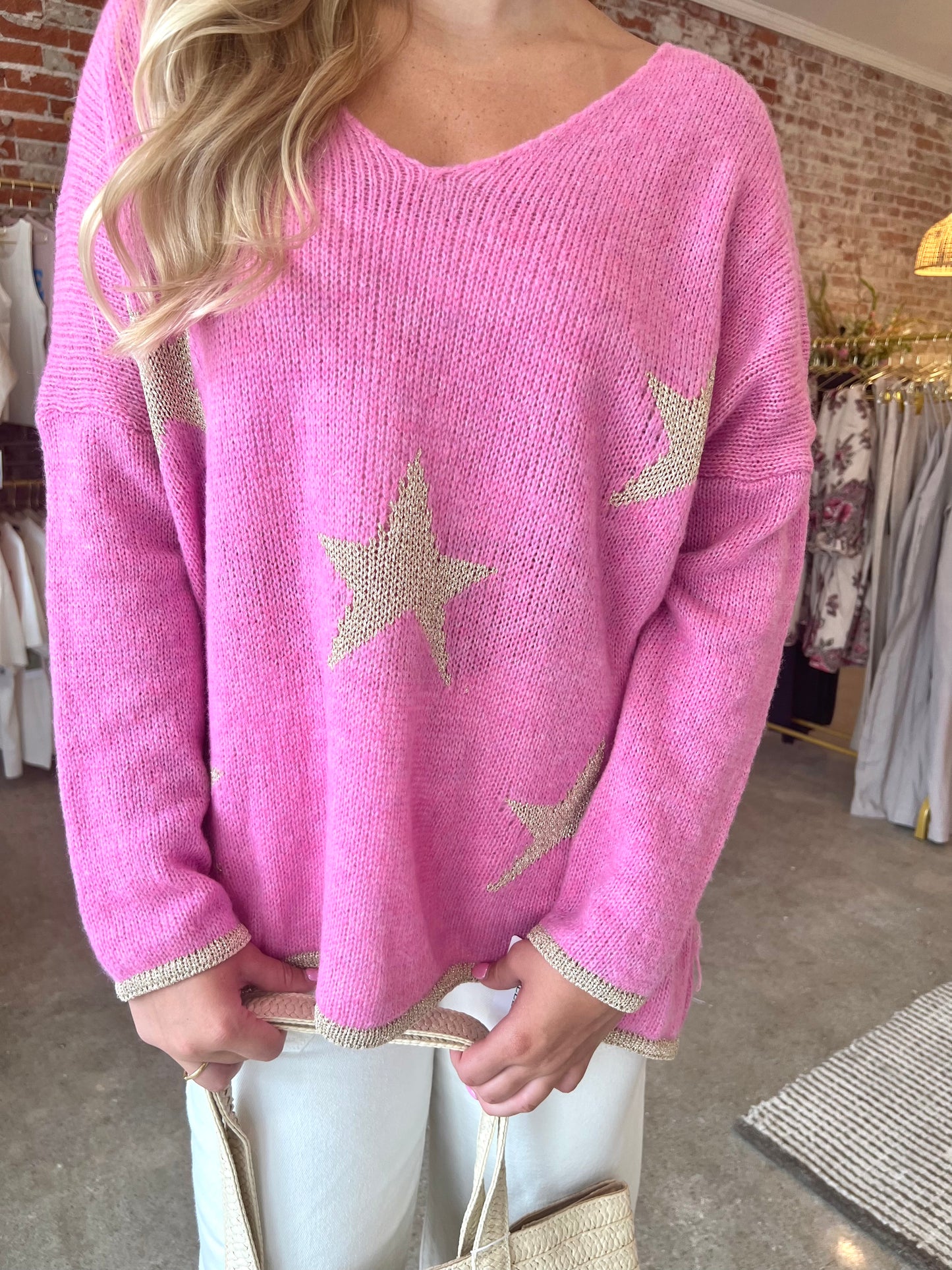 Pink Star Knit Sweater (Ori. $52.00)