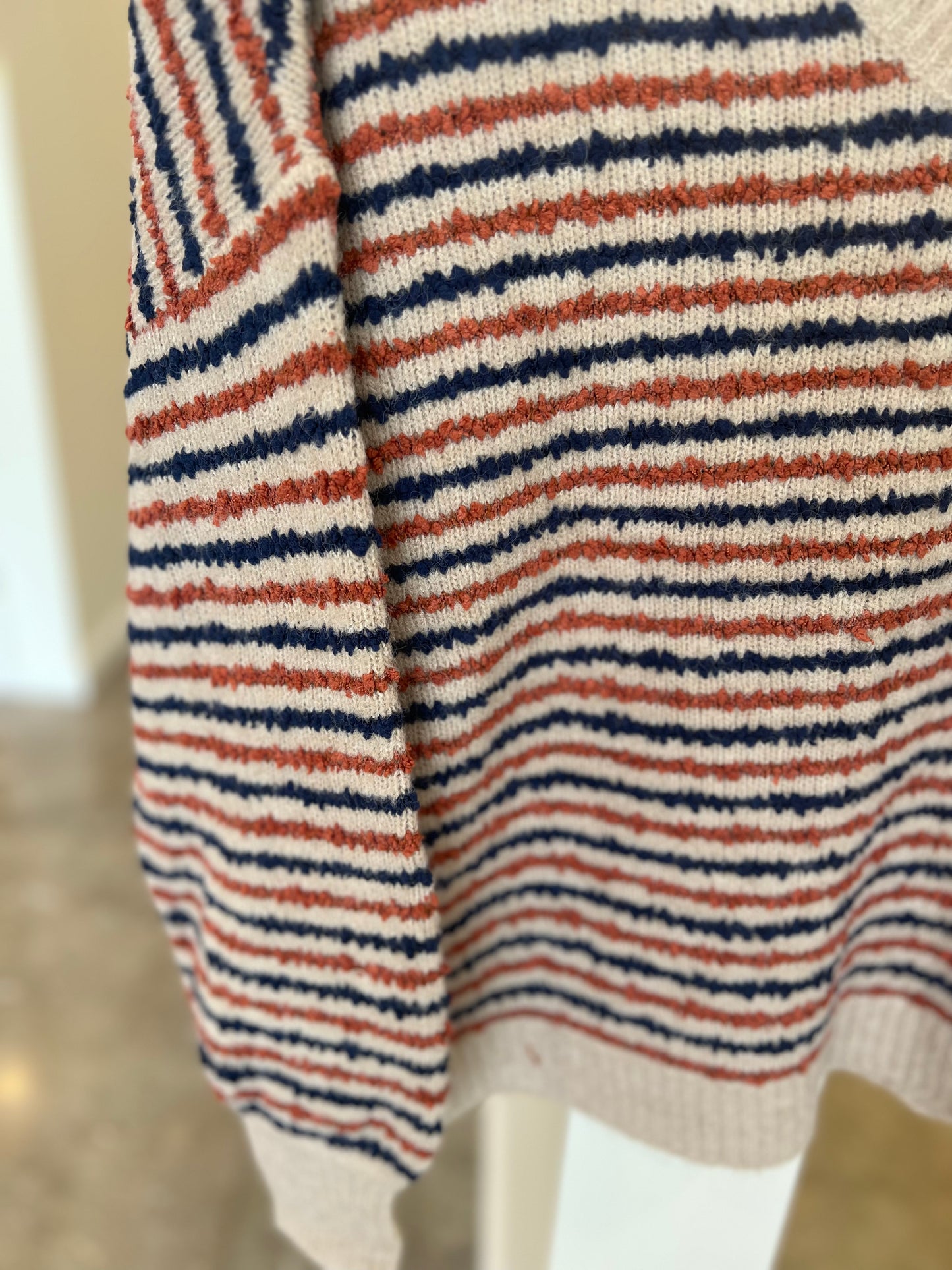 Navy + Orange Striped Sweater