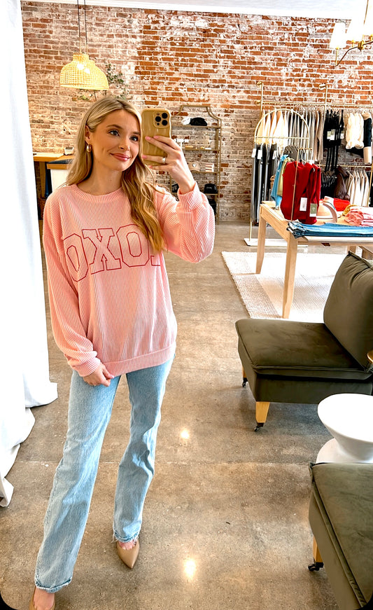 XOXO Ribbed Long Sleeve Graphic Tee (Ori. $46.99)