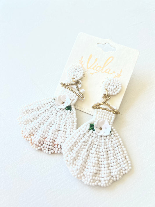 Wedding Dress Beaded Earring