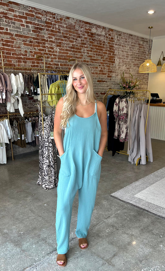 Tally Teal Jumpsuit