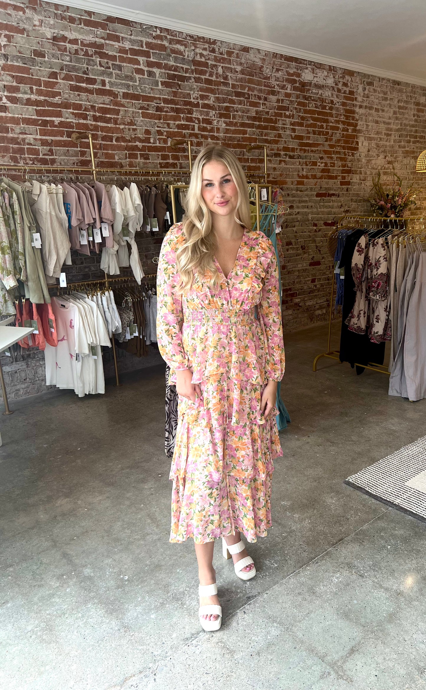 Grapefruit Rose Maxi Dress