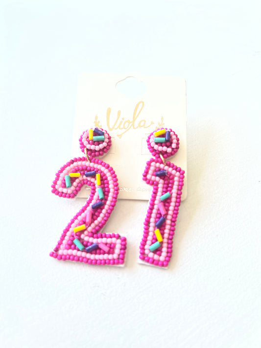 “21” Beaded Earrings