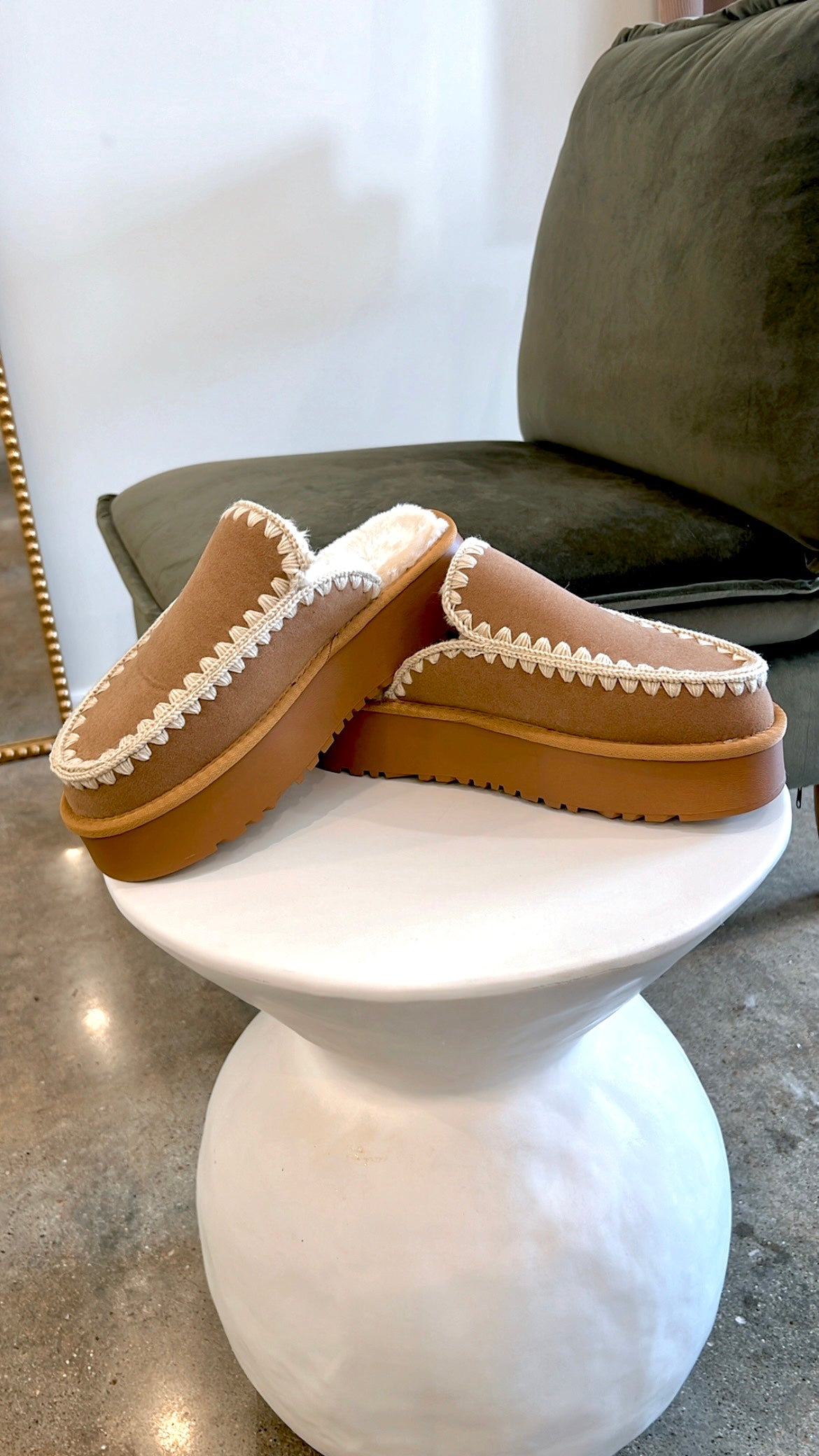 Amber Camel Slip-On Platform